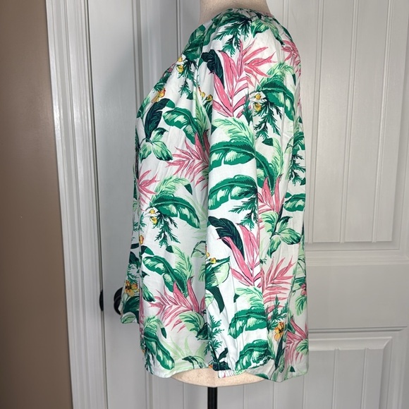 Loft Botanical Henley Blouse Sz XL - Picture 6 of 11